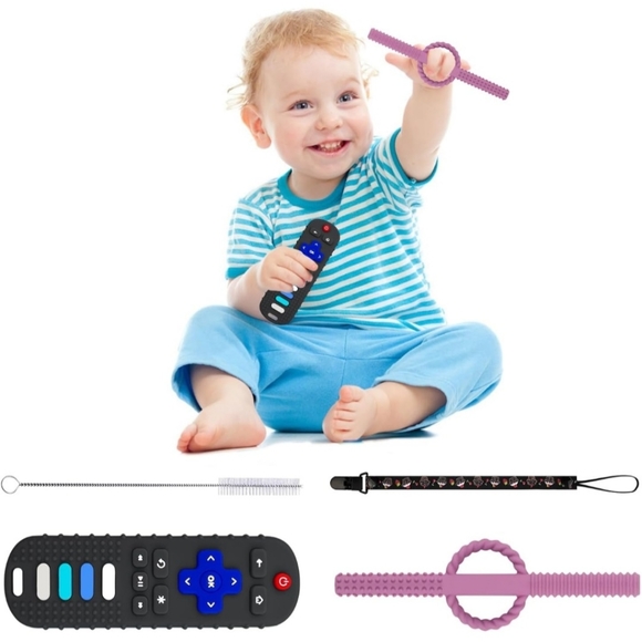 NEW Baby Teether Toys - TV Remote Control Shape Silicone Toddler Teething Toys - Picture 5 of 9